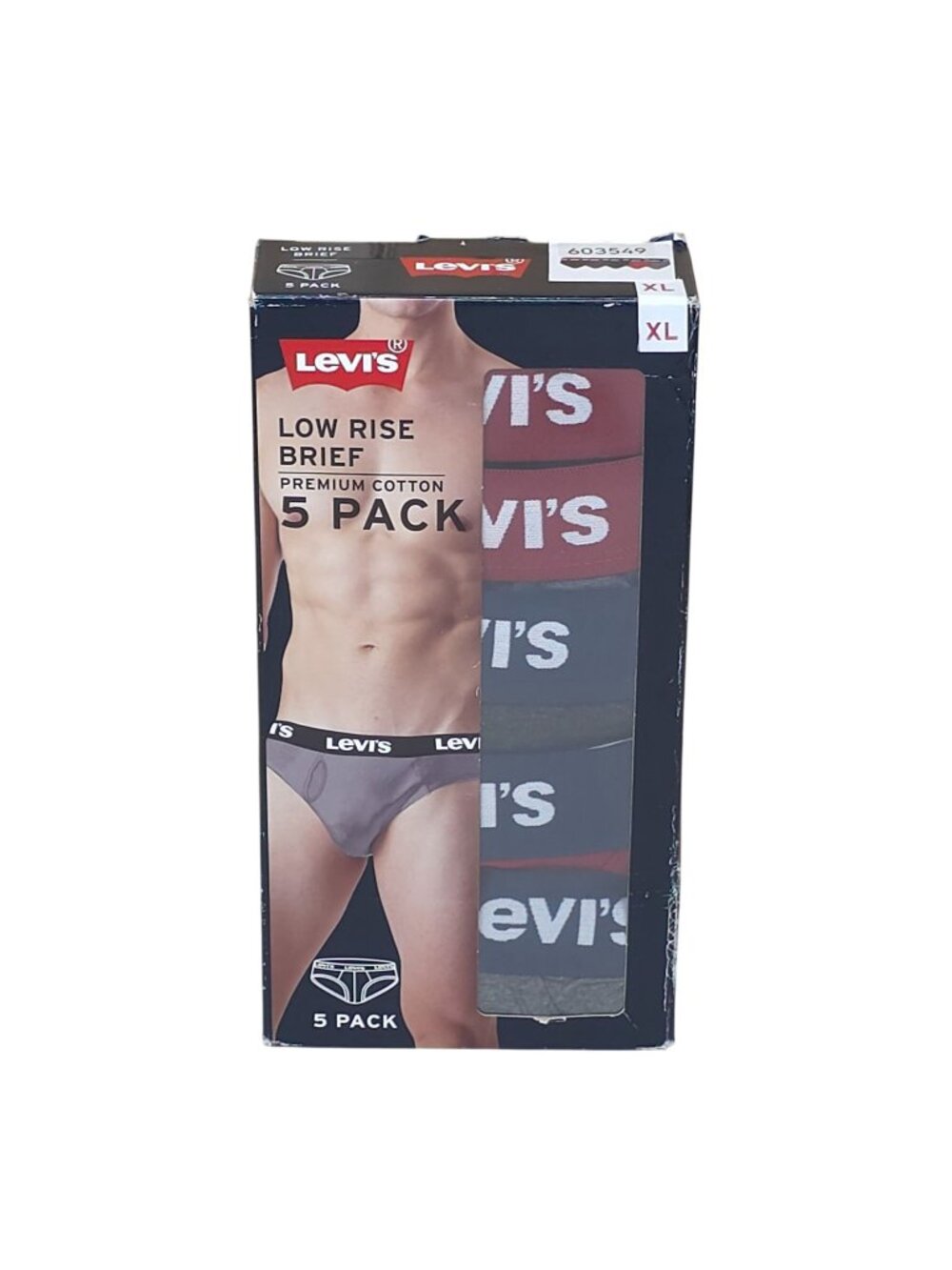 Levis Mens XL Low Rise Briefs 5 Pack Premium Cotton Assorted Colors